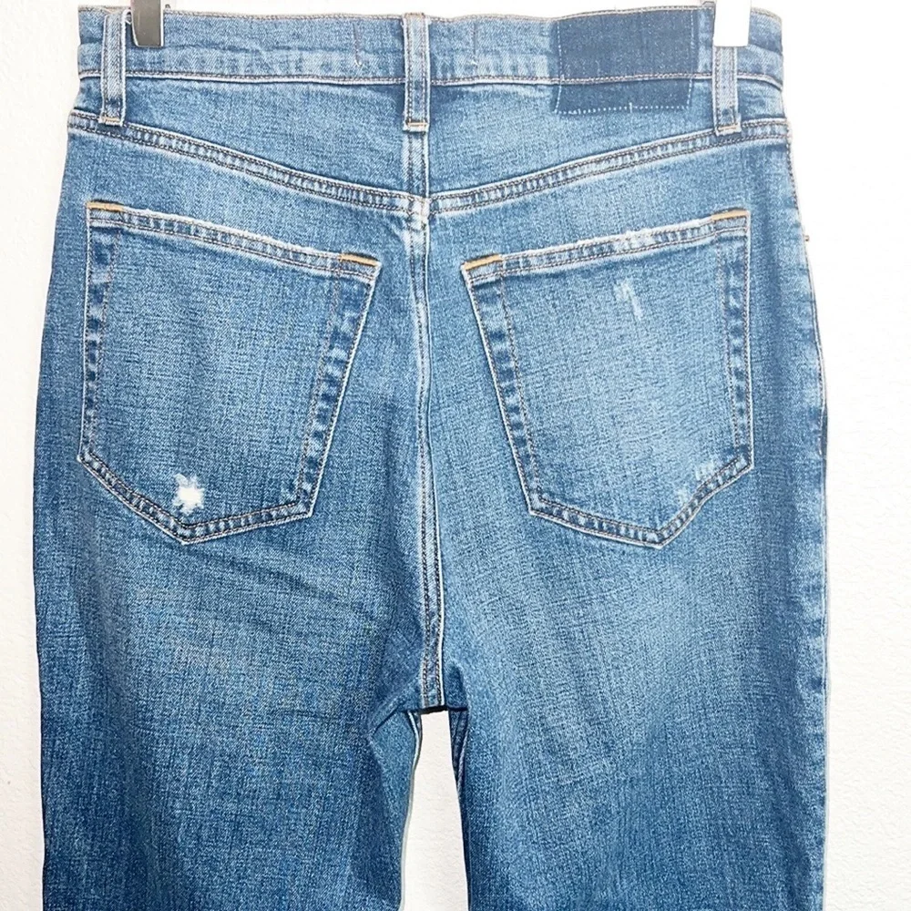 Abercrombie & Fitch Ankle Straight Ultra High Rise Dark Wash Distressed Jeans - Picture 7 of 10